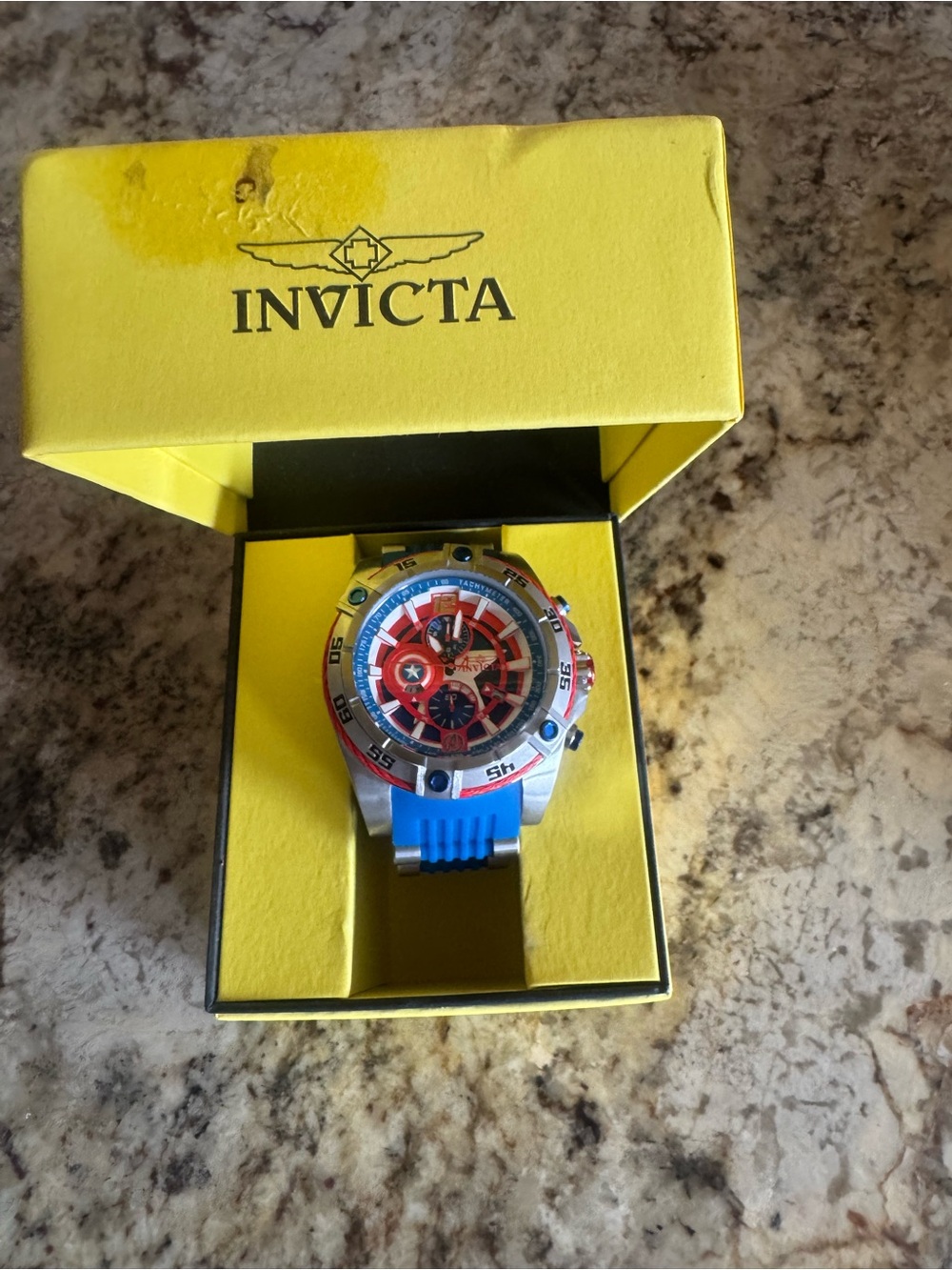Invicta Blue and Red Men's Sport Watch with Silver Case